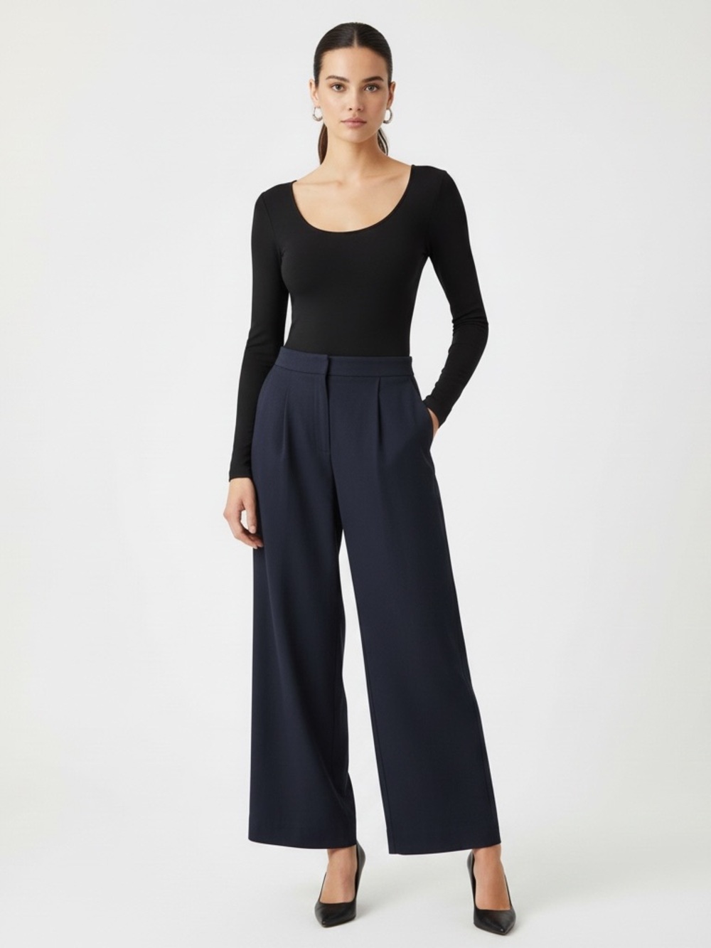 J. Jill | LIKE NEW navy elastic waist wide leg pants loose fit trousers size 8